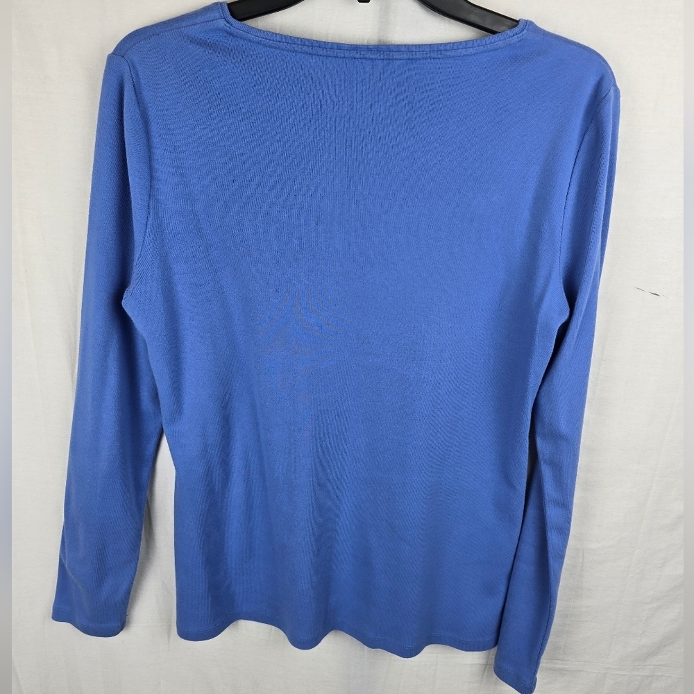 Talbot's Lot Of 2 Blue/ Navy Striped And Teal Long Sleeve Shirts Sz M - Picture 10 of 11